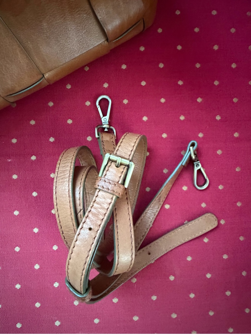Woven Leather Satchel Handbag in Tan - Picture 6 of 8